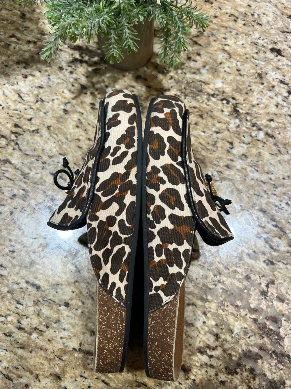 Tory Burch Leo Charm Leopard Print Slip-On Mules with Gold Accent 10M